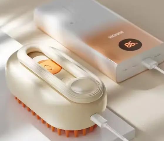 3-in-1 Cat Grooming Brush โ Water Spray & Self-Cleaning Shedding Brush for Cats & Dogs โ Pet Hair Removal & Massage Comb for Long & Short Hair (beige).