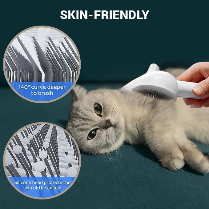 Cat steam brush โ Effective Pet Brush for Indoor Cats, Steam Technology for Shedding, Mats & Grooming โ Ideal cat brush indoor for Deep Cleaning (White)