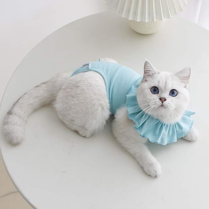 Cat Recovery Suit for Abdominal Wounds and Skin Diseases,Breathable Surgical Recovery Shirt After Surgery Wear Anti Licking Wounds,E-Collar Alternative for Female Cats Kitten(RSC01-green-s)