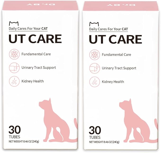 Dr.by UT Care Cat UTI Kidney Support Urinary Supplement Cranberry Treatment for Cats Renal Health with Pacran, Quercetin, Taurine lickable Formula Individually Packaged (2 Packs)