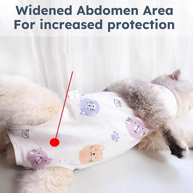 Cat Recovery Suit for Spay Abdominal Wounds, Breathable Cat Onesie for Cats After Surgery Female, Kitten Surgical Recovery Suit Female Cone of Shame Alternative for Cats Anti Licking