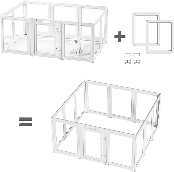 Acrylic Dog Playpen Suitable for Expanding Clear Dog Playpen Includes 2 I-Type Connectors and 2 Suction Cup Bases(30", 2PCS)