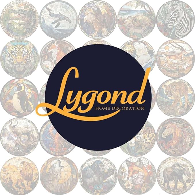 Lygond Metal Sign Tin Sign Circular Stained Glass Elephant Metal Sign for Club 12×12 Inches