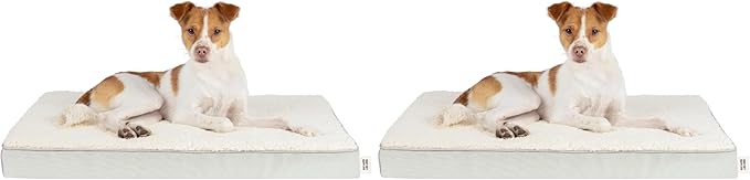 Best Pet Supplies Cute Dog Crate Mat Flat Bed with Waterproof Exterior, Thick Orthopedic Egg Foam Mattress, and Soft Sherpa Fleece Cover for Small, Medium, and Large Breeds - Beige, 30X20X3