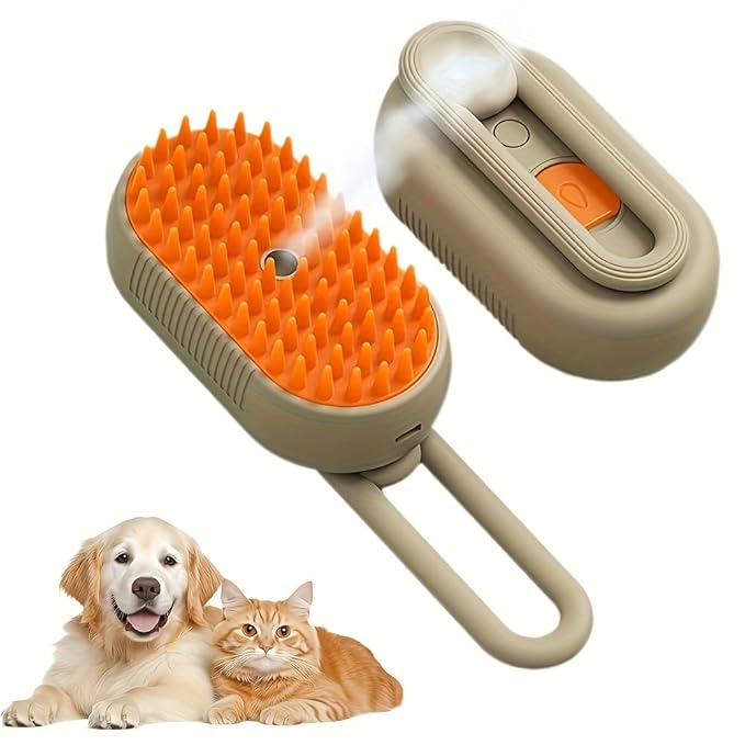 Cat Steam Brush for Shedding, 4 in 1 Rechargeable Steam Brush for Cats and Dogs, Anti-Static, Massage