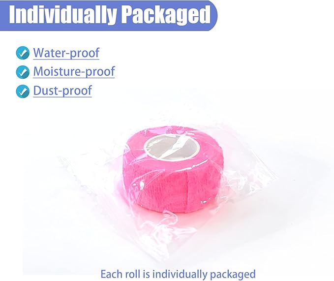 9 Pack 1" x 5 Yards Self Adhesive Bandage Wrap Self Stick Wrap for Ankle, Wrist, Finger, Sports, Breathable Cohesive Vet Tape for Pets (Pink)