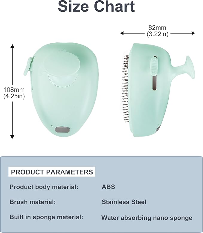 Cat Steam Brush for Shedding,Self Cleaning Cat Brush with Steam,Rechargeable Pet Steam Brush,Mist Brush Comb for Indoor Cats,Cat Hair Brush,Steamy Cat Brush for Short&Long Haired Pets.(Green)