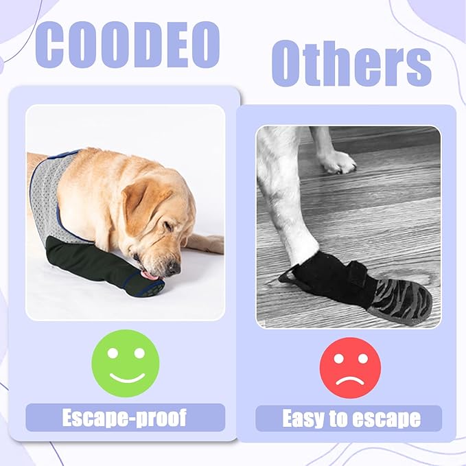 COODEO Dog Socks to Prevent Licking Paws, Healing Boots & Paw Protectors with Non-Slip Bottoms for Wound Protection, Waterproof Sleeve Shoes for Licking(Grey,2XL_Right