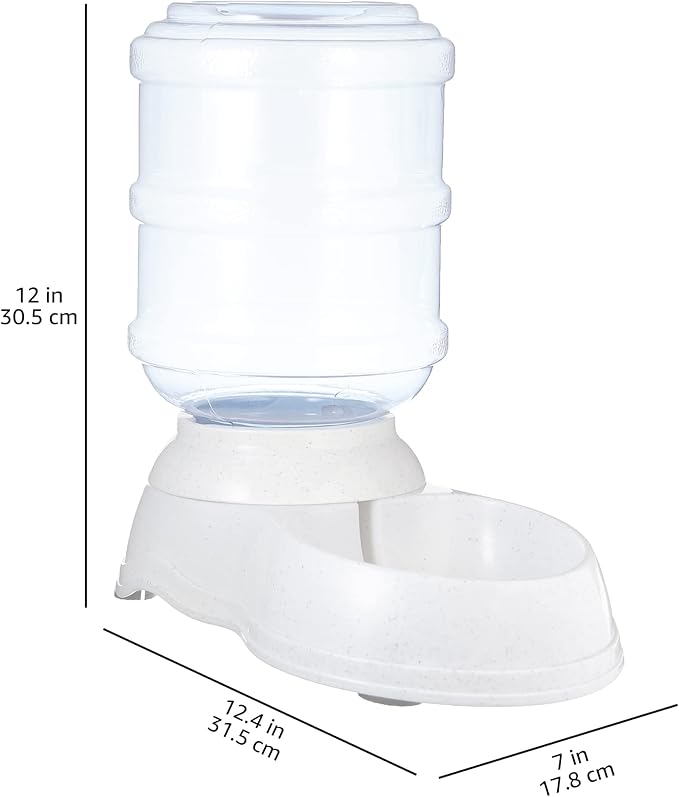 Amazon Basics Gravity Pet Water Dispenser for Cat, Dog, 1 gallon Capacity, Small, Gray