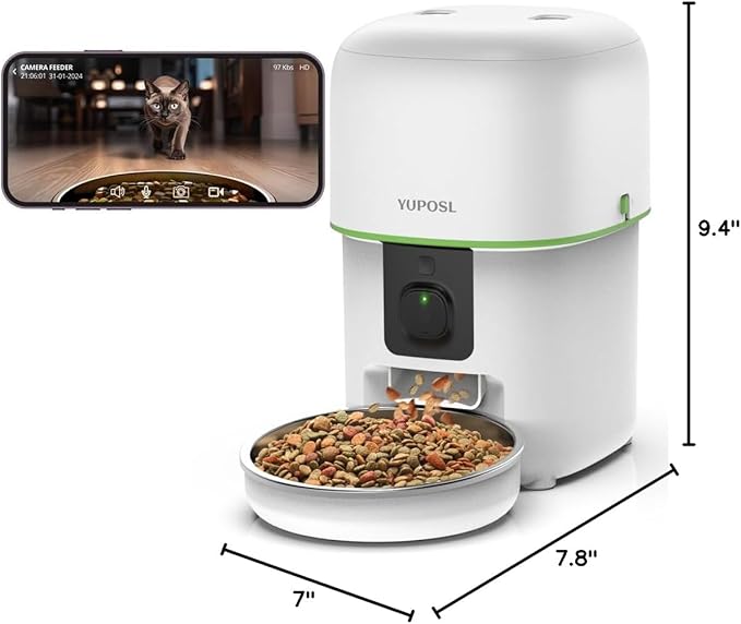 Automatic Cat Feeder with Camera - 5G WiFi Auto Cat Food Dispenser, 1080P HD Video with Night Vision, 1-15 Meals, 1-99 Portions, 2-Way Audio, Keeps Food Fresh, Timed Pet Feeder Also for Dogs