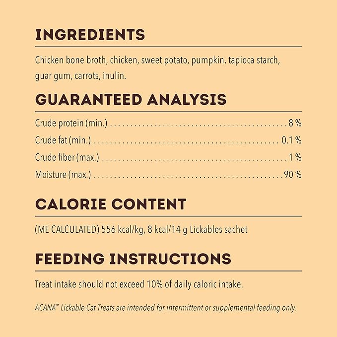ACANA Lickables Cat Treats Chicken Recipe .5oz Tubes (5 Count)