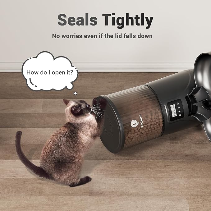 Automatic Cat Feeder for 2 Cats - 16 Cups/4L Timed Auto Pet Feeder with Portion Control (1-6 Meals), Dual Power& Easy to Clean for Indoor Cats & Small Dogs