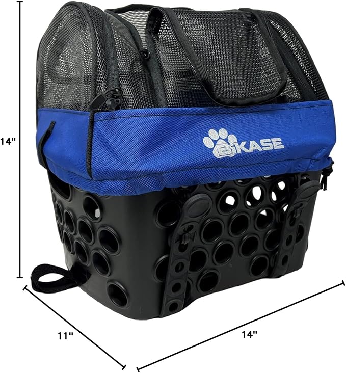 BiKASE Durable Dog Bike Basket & Carrier, Rear Mount Pet Basket for Bikes with Super Comfort Mat and Cover, Ideal for Small Dogs and Cats up to 12 lbs