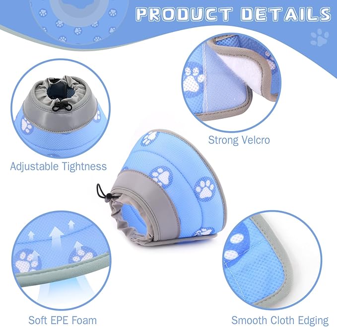 Cat Cone Collar Soft to Stop Licking After Surgery Cat Recovery Collar for Small Large Cats Adjustable Elizabethan Collar