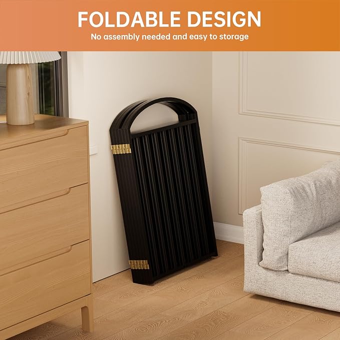 6 Panles Full Matel Freestanding Dog Gates with Door, 144"Extra Wide 32"Tall Free Standing Dog Pet Gate for Indoor & Outdoor. Foldable Pet Fences for Doorways, House, Stairs, Porch, Deck, Yard