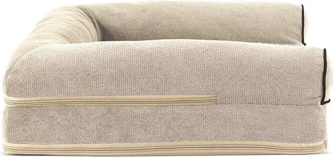 FurHaven Soft, Orthopedic Foam Sofa Dog Bed with Washable & Removable Cover - Sherpa/Chenille - Cream, Dogs Up to 35 lbs - Medium
