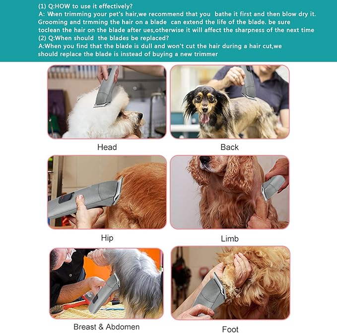 5PCS 10 Blades Dog Grooming Replacement Blades Compatible with Andis Pet Clipper/Oster A5/Wahl KM Series Dog Clipper,Ceramic Blade & Stainless Steel Blade, Size :#10+30+40+5FC+4FC