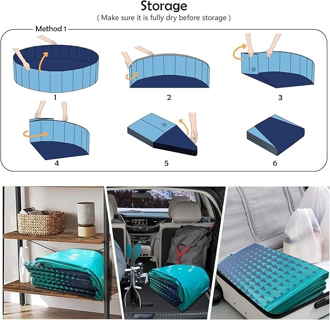 Jasonwell Foldable Dog Kiddie Pool - Hard Plastic Kids Paddling Pool Toddler Baby Swimming Pools for Backyard Collapsible Whelping Box Pet Doggie Cats Wading Pools Bathtub for Puppy Large Dogs 63In