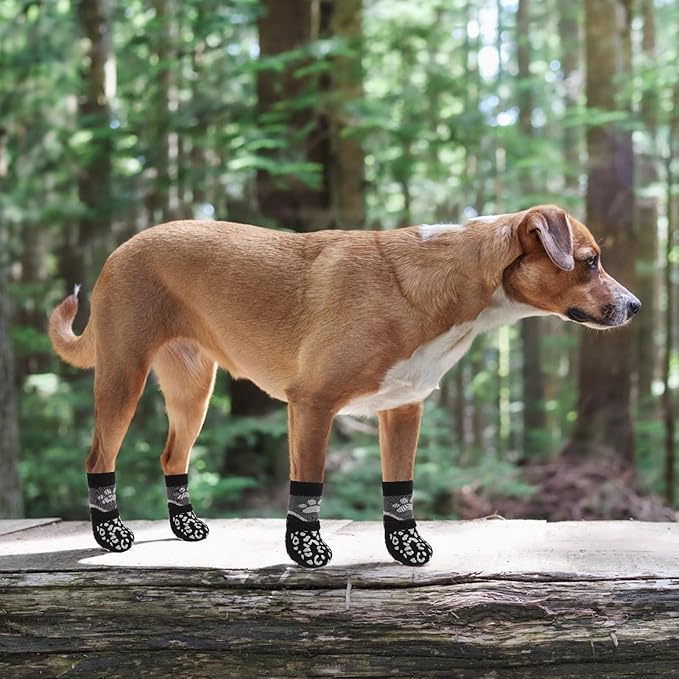 KOOLTAIL Dog Socks for Hot/Cold Pavement to Prevent Licking Paws Scratching,Anti Slip Pet Boots&Paw Protector for Hardwood Floors,Traction Control Grip Booties for Small Medium Large Senior Dogs L