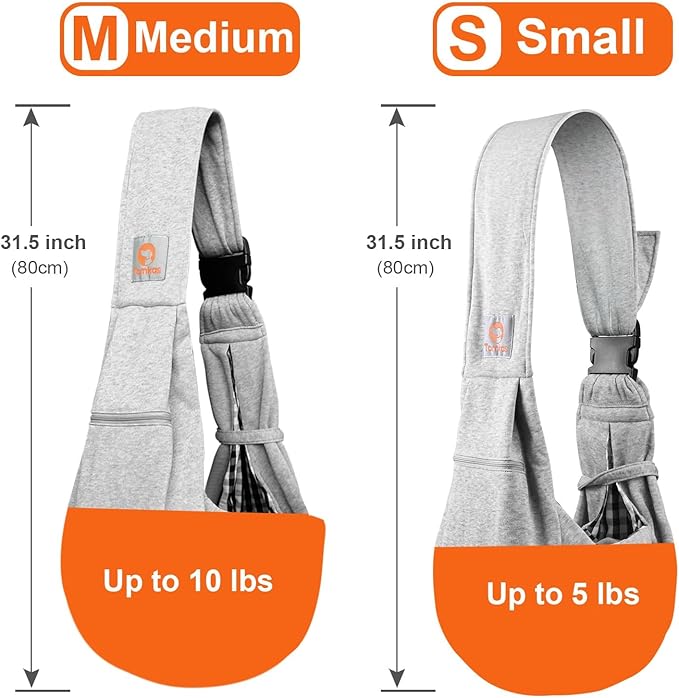 Tomkas Dog Sling Carrier for Small Dogs Puppy Carrier for Small Dogs (Grey, for Pets Weight 2-7 lbs)