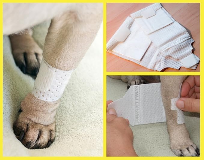 Basic Leg Bandages for Dogs, Cats and Other Pets First Aid Non-Adhesive Fur Friendly - Value 16 Pack (Standard,& Wide) (Medium)
