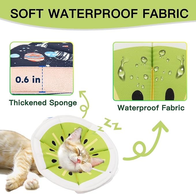 Cat Cone Collar Soft, Waterproof Cat Recovery Collar After Surgery, Adjustable Pet Donut Collar, Safety Elizabethan Collar to Prevent Licking Wounds for Kittens, Pet Cone Alternative