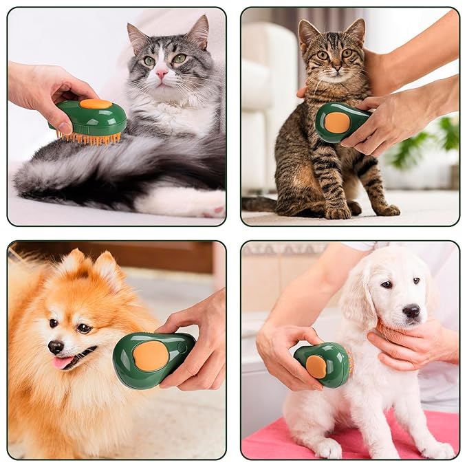 3-in-1 Steam Brush for Cat and Dog Deshedding - Portable Pet Hair Removal Tool for Indoor Shedding, Grooming Supplies