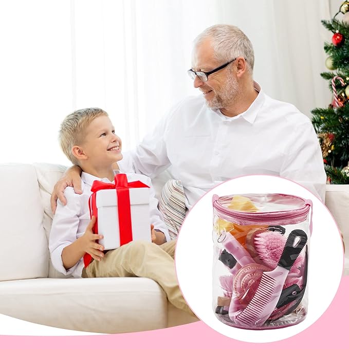 9 Pieces Horse Grooming Kit Tack Room Supplies Set with Organizer Tote Bag, Oval Massage Curry, Hard and Soft Brush, Hoof Pick, Sweat Scraper, Bathing Sponge, Combs for Horse Riders Beginners (Pink)