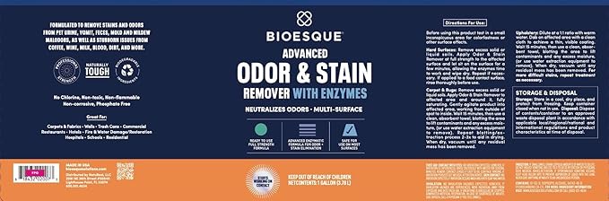 Bioesque Advanced Odor & Stain Remover with Enzymes, 1 Gallon (Pack of 1)