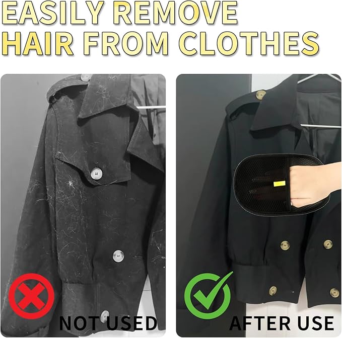 3 Pcs Pet Hair Removal Glove, Electrostatic Pet Hair Removal Gloves, Reusable Cat and Dog Hair Remover, for Couch, Carpet, Furniture, Car, Bedding, Cat Grooming Gloves