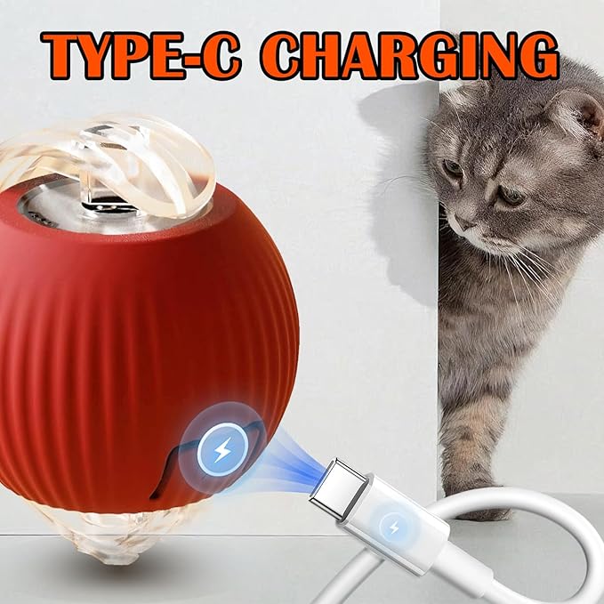 Cat Ball Toy,New Interactive Rolling Cats Dog Toy Balls 360° Smart Automatic Rolling Pet Ball, Fast Moving Toy for Dog,Interactive Toys for Cats (Pink)