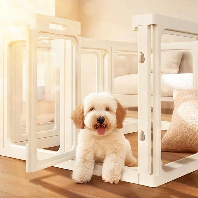 Acrylic Dog PlayPen, Clear Dog Play Pen for Puppy Cat Rabbit, Easy Assemble Pen, Preferable Small Cage, 23.6" H, 12 Pcs