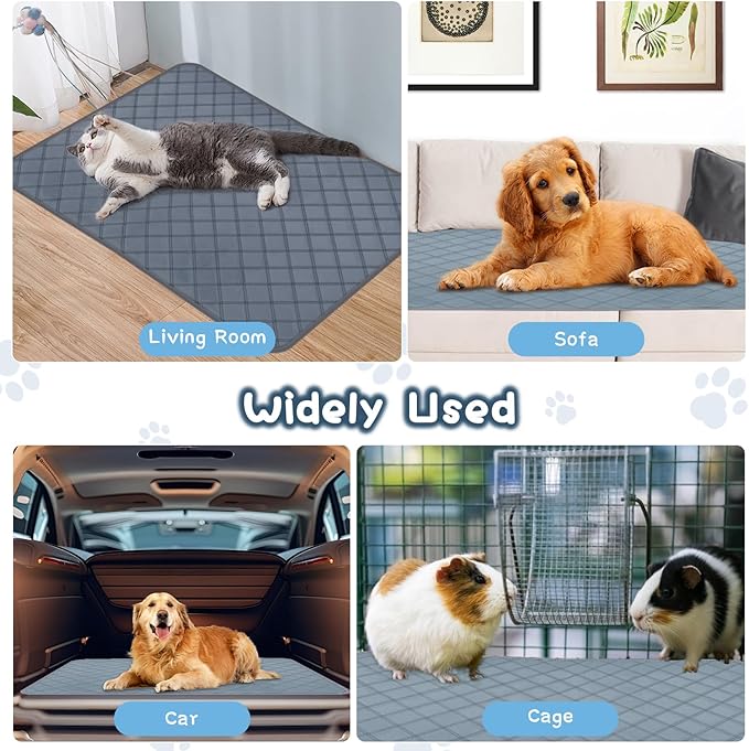 6 Packs Washable Guinea Pig Cage Liners, Waterproof Guinea Pig Pee Pads Reusable Absorbent Bedding Anti Slip Mats for Small Animals Bunny Rabbit Hamster (12 x 12in)