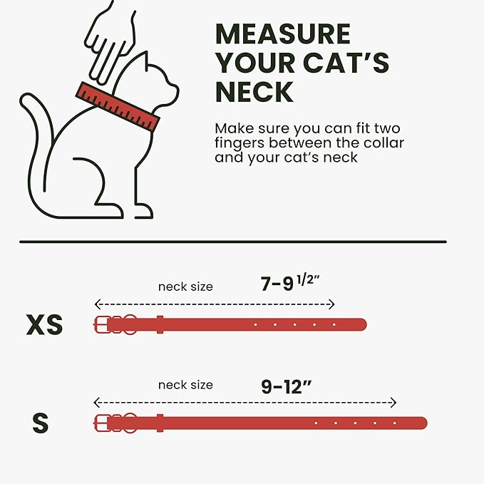 BRONZEDOG Leather Cat Collar with Removable Bells Non Breakaway Kitten QR Tag for Girl Boy (7" - 9" for Cats, Red & Silver)