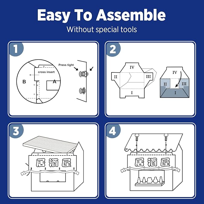 Cat Beds for Indoor Cats, Cardboard Cat House with Scratchers, Izakaya Bar, Large Sturdy Cat Furniture Condo Cave Tent, Easy to Assemble Pet Toys Accessories Stuffs, Bunny Small Animals