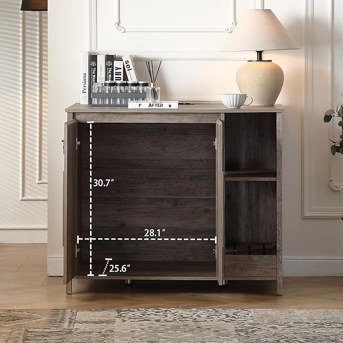 Cat-Faced Doors Cat Litter Robot Enclosure,Automatic Litter Box Enclosure for Litter Robot 3/4,Power Outlet for Litter Robot Cabinet,Litter Collector,Dog-Proof Adjustable Shelf,Grey