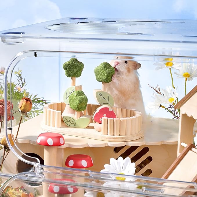 mini&moe Hamster Chew Toys for Teeth - Guinea Pig Chews Enrichment Toys Natural Edible Rabbit Chew Toy for Bunny, Rat, Chinchilla, Gerbils and Others Small Animal