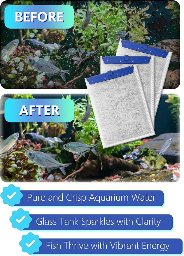 6 Pack Large Fish Tank Filter Cartridges Compatible with Tetra Whisper Bio-Bag Filters, Turtle Tank Filter Replacement for Whisper 20i, 40i / IQ20, 30, 45, 60 / PF20, 30, 40, 60 & ReptoFilter