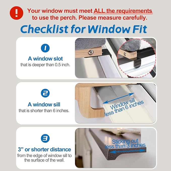 Cat Perch for Window Sill with Bolster - Orthopedic Hammock Design with Premium Hardwood & Robust Metal Frame - Cat Window Seat for Large Cats and Kittens - Dark Stained Wood with Brown Bed