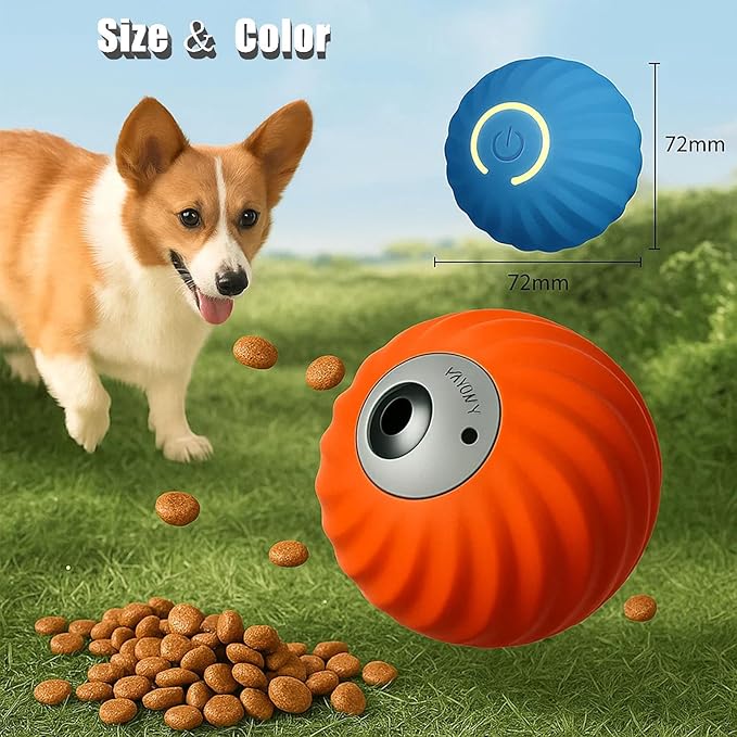 Zoomie Buddy 2.0, Zoomie Buddy for Dogs, 2 in 1 Smart Touch Interactive Dog Balls & Pet Feeder, 2.83" Diameter, Suitable for Small/Medium Dogs, with Fruit Plush Cover (Orange, Pineapple)
