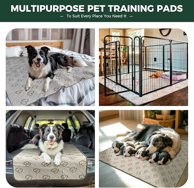 FXW Washable Pee Pads for Dogs, Puppy Pads with Super Absorbent, Specifically Designed for 48inch Cages, 47" × 29" Rectangle, Khaki, 1 Pack