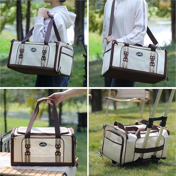 Cat Carrier,Dog Carrier for Small Dogs,TSA Approved/Expandable/3D Foldable Mat/900D Wear Resistant Oxford Fabric,Pet Carrier Airline Approved,Dog Car Seat for Car Travel,Outdoor Camping