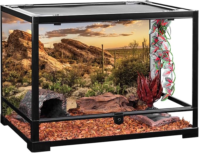 AWERT Reptile Habitat Background Blue Sky Oasis Cactus Sun and Desert Terrarium Background 48x24 inches Durable Polyester Background