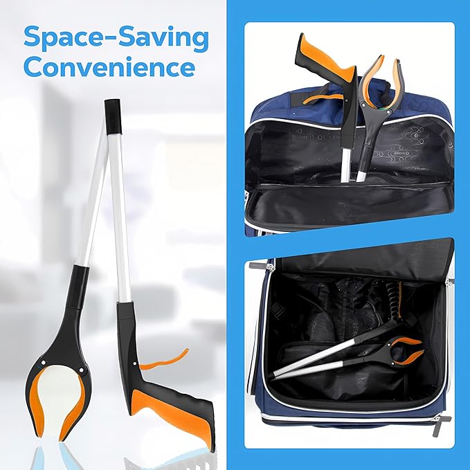 Grabber Reacher Tool - 32” Extra Long Foldable Gripper and Reaching Tool - Heavy Duty Pick Up Stick Grabbers for Seniors, Trash, Surgery Recovery Must Haves Gifts (Orange*2pc)