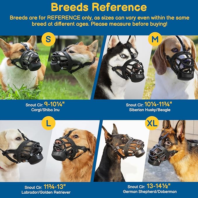 BARKLESS Basket Muzzle for Dogs, Humane Muzzle to Prevent Biting and Scavenging, Snap-on Treat Cover Helps Dogs Acclimatize Mouth Cover, Adjustable Mouth Guard for Positive Training, Grooming