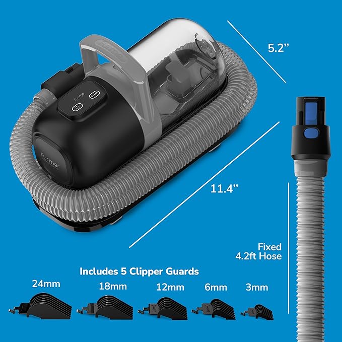 Original Pet Grooming Vacuum Kit - Cat & Dog Grooming Kit for Easy Pet Care at Home, Quiet & Safe Dog Hair Remover Machine with Brush, Clipper, Shedding & Cleaner Tools & 1L Canister