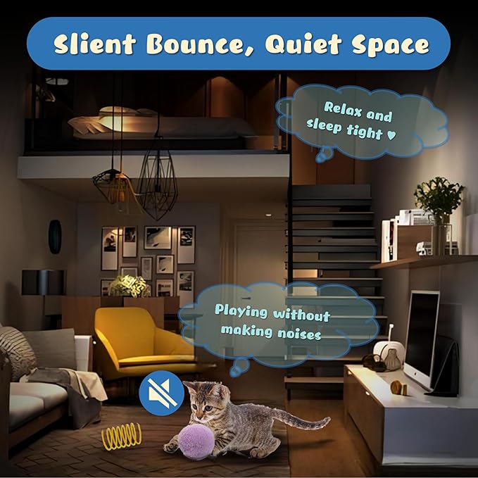 30 Pcs Premium Silent Cat Pom Pom Balls, Interactive Lightweight Assorted Colors Fuzzy Toy Balls (1.2 inches), with 4 Pcs Cat Spring Toy for Indoor Kitten Playing Exercising