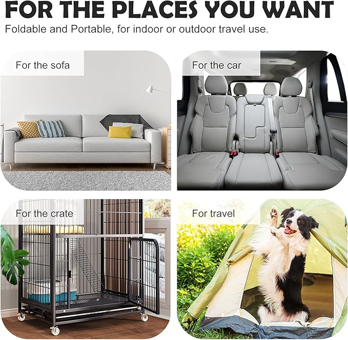 JoicyCo Soft Dog Bed Crate Pad Mat, 48 in Non-Slip Bottom Washable for Extra Large Dogs, Pet Mattress Kennel Pad, Dark Gray