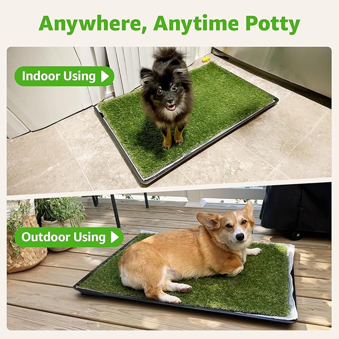 Dog Grass Large Potty Patch, Dog Litter Boxes Artificial Grass Bathroom Turf for Pet Training, Washable Puppy Pee Pad, Perfect Indoor/Outdoor Portable Potty Pet Loo
