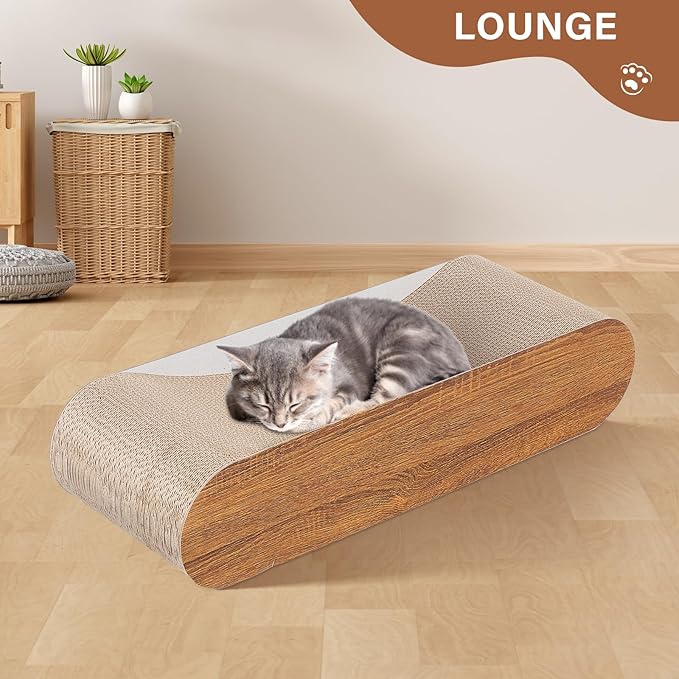 Cat Scratcher, Cardboard Lounge Bed, Bone Shape Design, Recyclable Corrugated Scratching Pad, Stable and Durable, Furniture Protector, Reversible, Brown